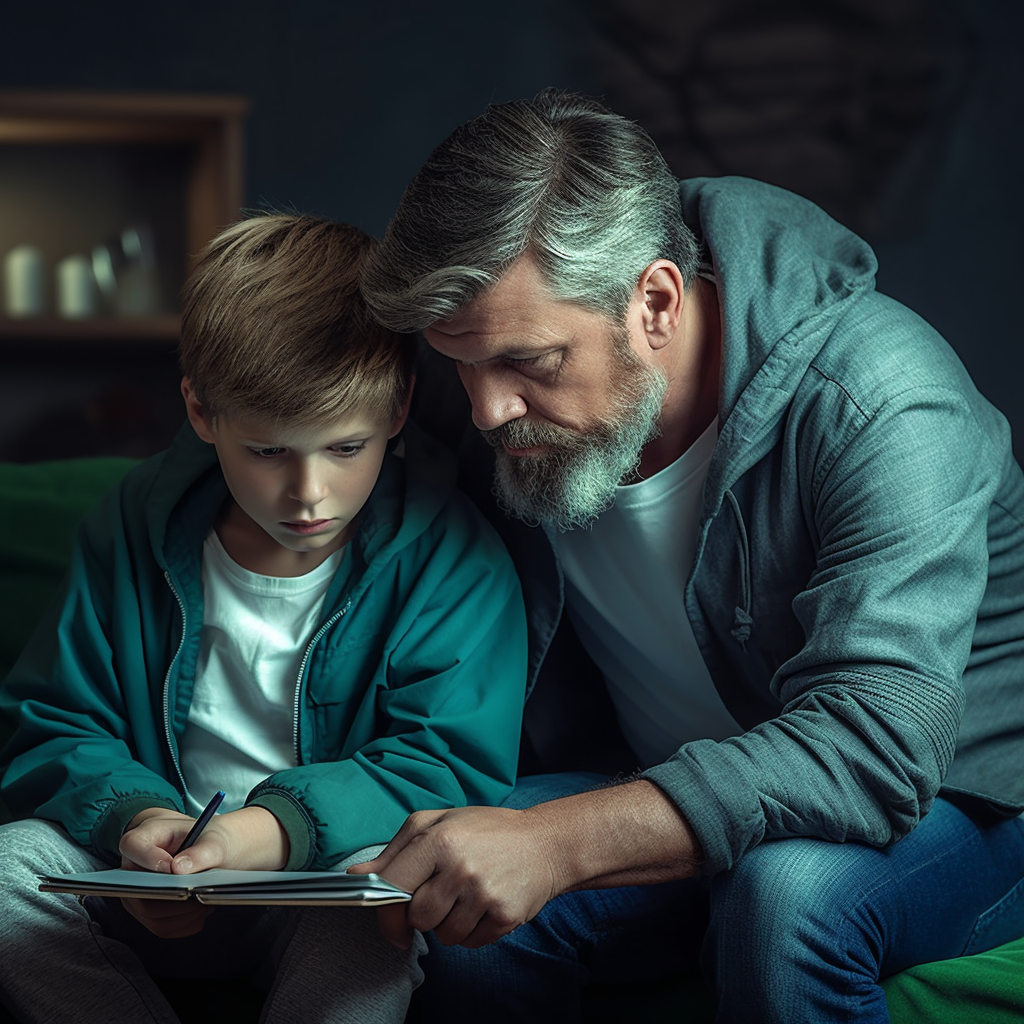 father-helping-son healthy play